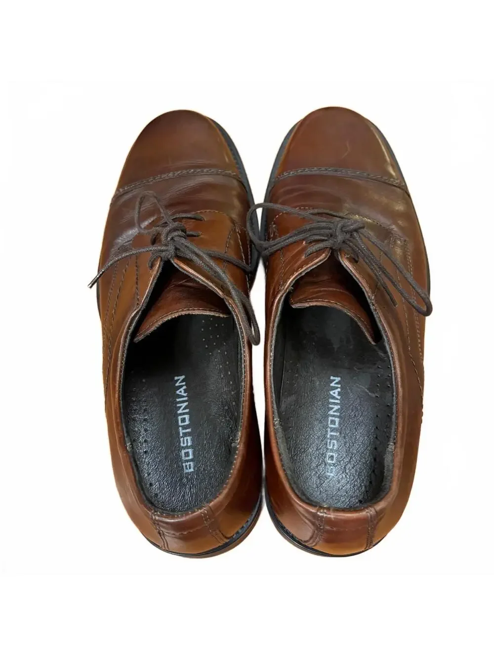Bostonian Men's Brown Leather Cap Toe Dress Shoes Made in Italy Size 9.5 Office